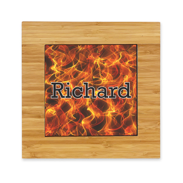 Custom Fire Bamboo Trivet with Ceramic Tile Insert (Personalized)