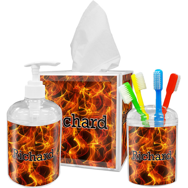 Custom Fire Acrylic Bathroom Accessories Set w/ Name or Text
