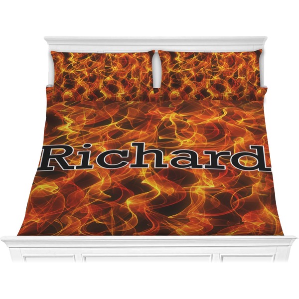 Custom Fire Comforter Set - King (Personalized)