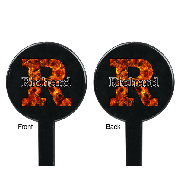 Fire Black Plastic 7" Stir Stick - Double Sided - Round - Front & Back