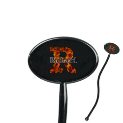 Fire 7" Oval Plastic Stir Sticks - Black - Single Sided (Personalized)