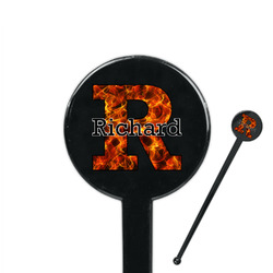 Fire 7" Round Plastic Stir Sticks - Black - Double Sided (Personalized)