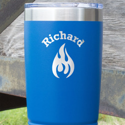 Fire 20 oz Stainless Steel Tumbler - Royal Blue - Single Sided (Personalized)