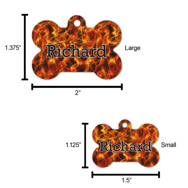 Fire Bone Shaped Dog ID Tag - Large - Scale
