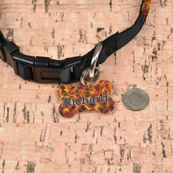 Fire Bone Shaped Dog ID Tag - Small - In Context