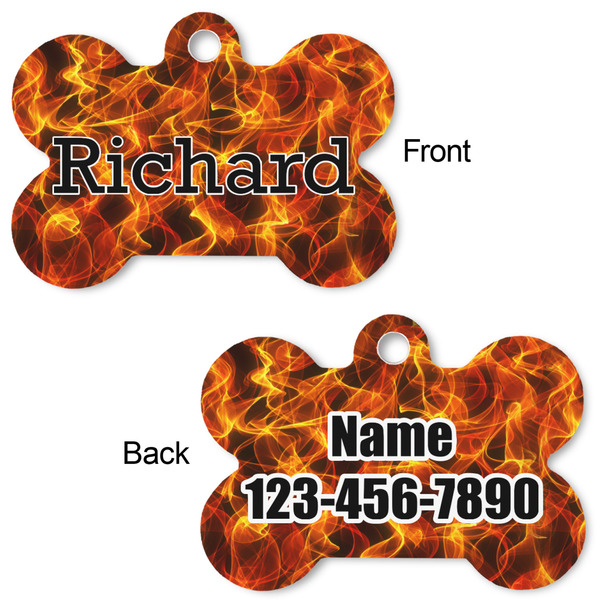 Fire Bone Shaped Dog Tag - Front & Back