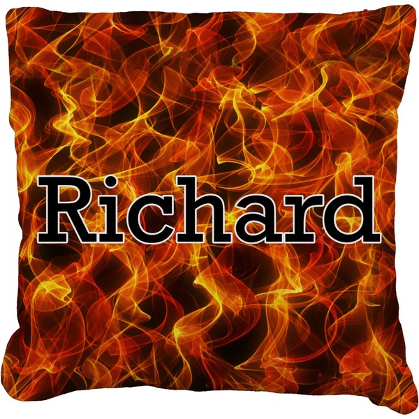 Custom Fire Faux-Linen Throw Pillow 16" (Personalized)