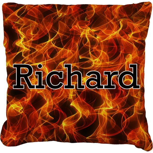 Custom Fire Faux-Linen Throw Pillow 18" (Personalized)