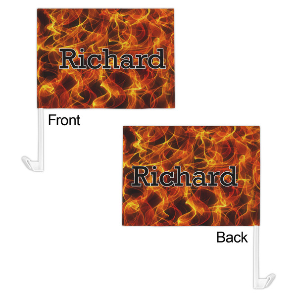 Fire Car Flag - 11" x 8" - Front & Back View
