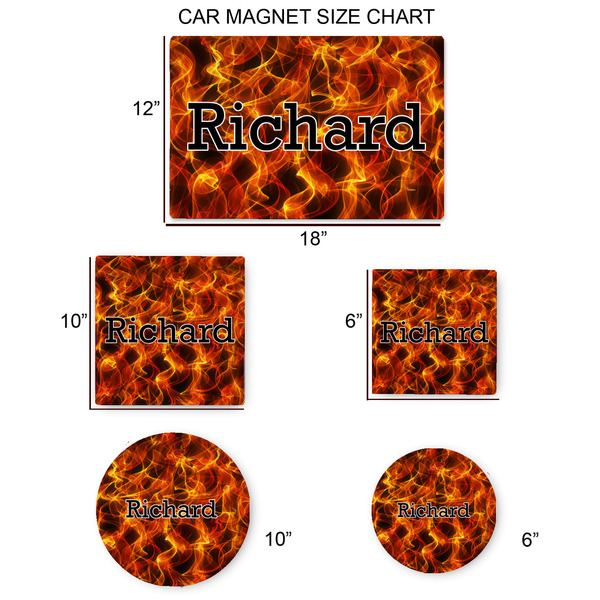 Fire Car Magnets - SIZE CHART