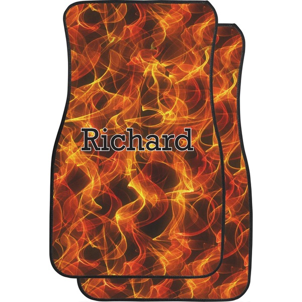 Custom Fire Car Floor Mats (Front Seat) (Personalized)