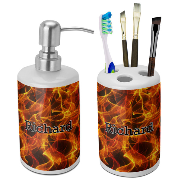 Custom Fire Ceramic Bathroom Accessories Set (Personalized)