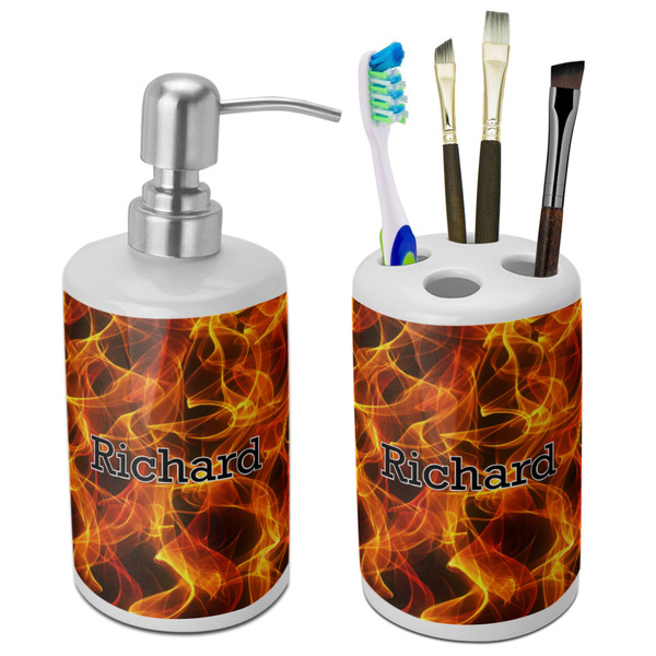 Custom Fire Ceramic Bathroom Accessories Set (Personalized)