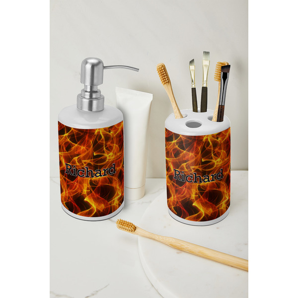Fire Ceramic Bathroom Accessories - LIFESTYLE (toothbrush holder & soap dispenser)