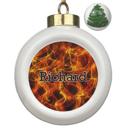 Fire Ceramic Ball Ornament - Christmas Tree (Personalized)