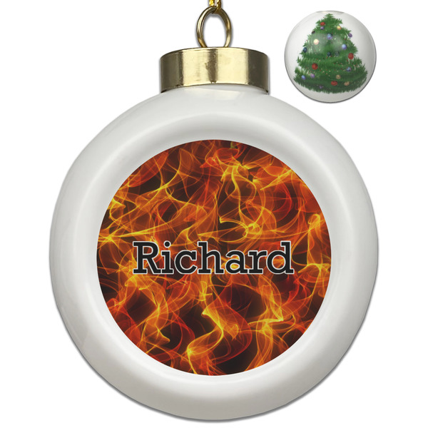 Custom Fire Ceramic Ball Ornament - Christmas Tree (Personalized)