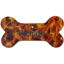 Fire Ceramic Dog Ornament - Front w/ Name or Text