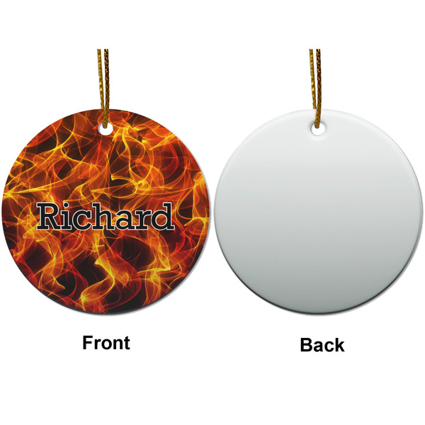 Fire Ceramic Flat Ornament - Circle Front & Back (APPROVAL)