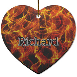 Fire Heart Ceramic Ornament w/ Name or Text