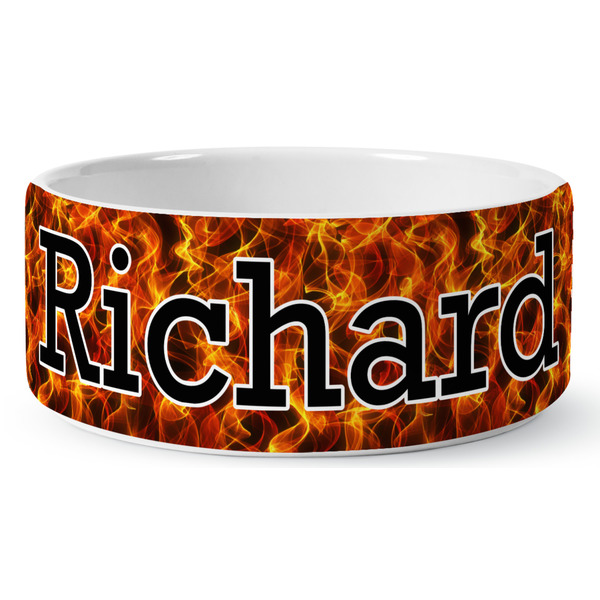 Custom Fire Ceramic Dog Bowl - Large (Personalized)