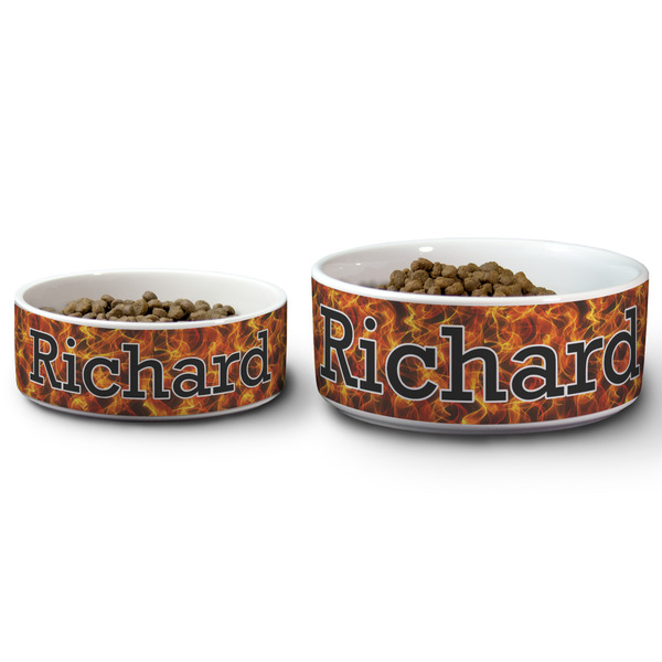 Fire Ceramic Dog Bowls - Size Comparison