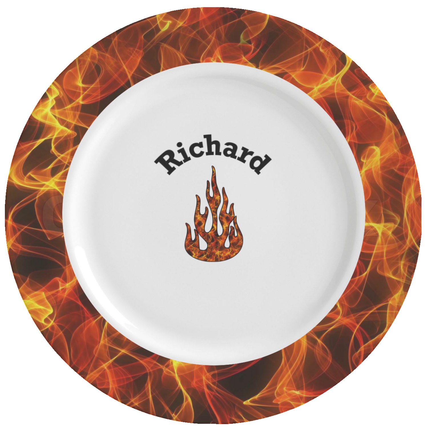 Fire Ceramic Dinner Plates (Set of 4) (Personalized) YouCustomizeIt