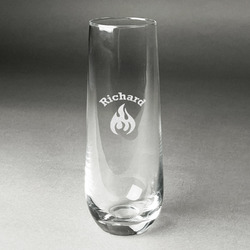 Fire Champagne Flute - Stemless Engraved - Single (Personalized)