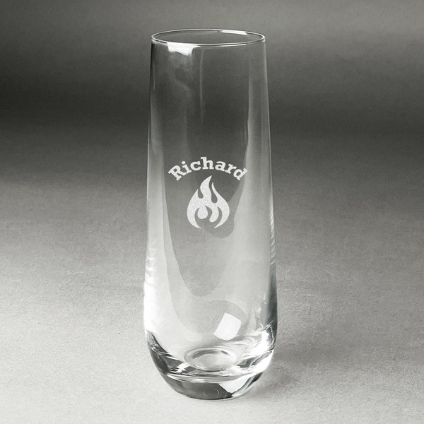 Custom Fire Champagne Flute - Stemless Engraved (Personalized)