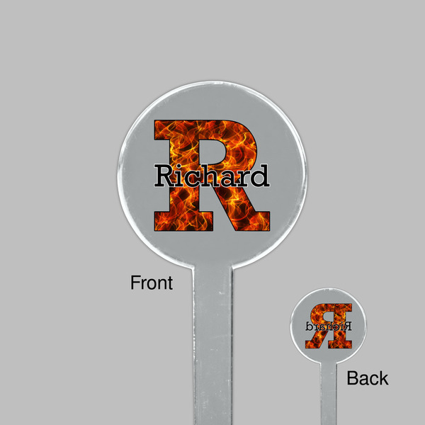 Fire Clear Plastic 7" Stir Stick - Round - Front & Back