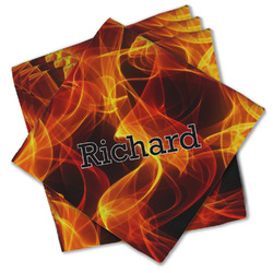 Fire Cloth Cocktail Napkins - Set of 4 w/ Name or Text