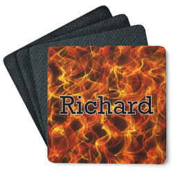 Fire Square Rubber Backed Coasters - Set of 4 (Personalized)