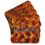 Fire Cork Coaster - Set of 4 w/ Name or Text