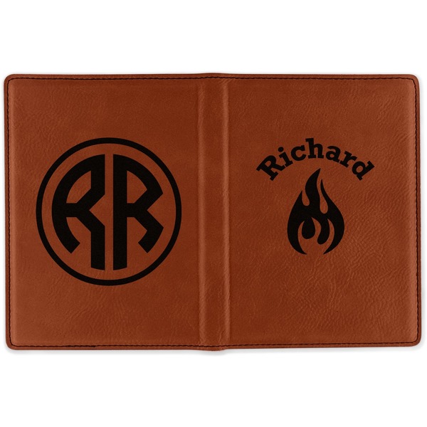 Fire Cognac Leather Passport Holder Outside Double Sided - Apvl