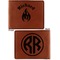 Fire Cognac Leatherette Bifold Wallets - Front and Back