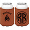 Fire Cognac Leatherette Can Sleeve - Double Sided Front and Back
