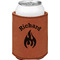 Fire Cognac Leatherette Can Sleeve - Single Front
