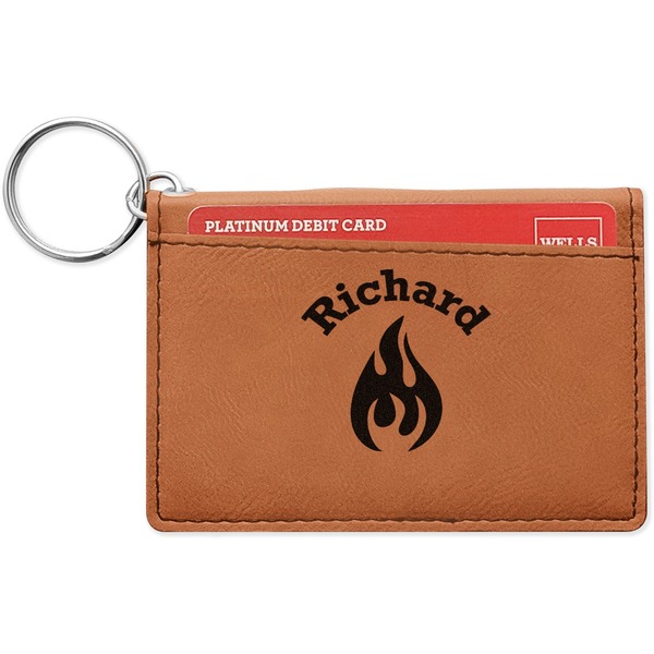 Custom Fire Leatherette Keychain ID Holder - Single Sided (Personalized)