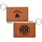 Fire Cognac Leatherette Keychain ID Holders - Front and Back Apvl