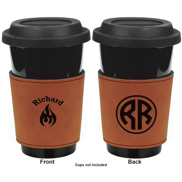 Fire Cognac Leatherette Mug Sleeve - Double Sided Apvl