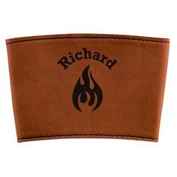 Fire Leatherette Cup Sleeve (Personalized)