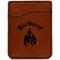 Fire Cognac Leatherette Phone Wallet close up