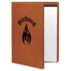 Fire Leatherette Portfolio with Notepad - Large - Double Sided (Personalized)