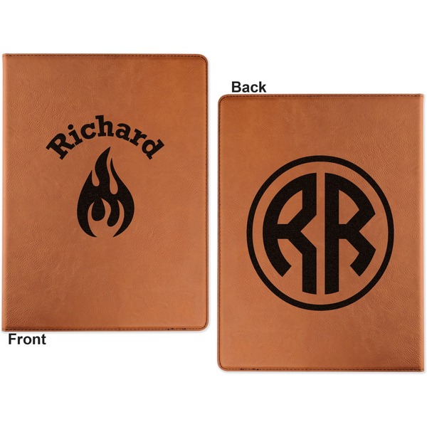 Fire Cognac Leatherette Portfolios with Notepad - Small - Double Sided- Apvl