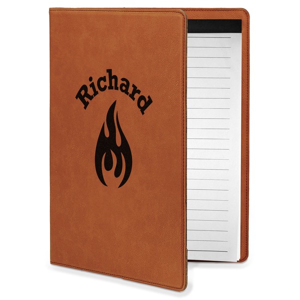 Custom Fire Leatherette Portfolio with Notepad - Small - Single Sided (Personalized)