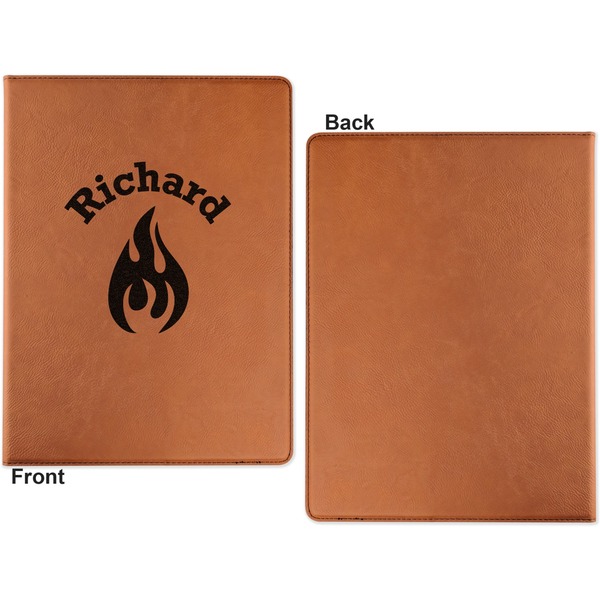 Fire Cognac Leatherette Portfolios with Notepad - Small - Single Sided- Apvl
