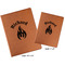 Fire Cognac Leatherette Portfolios with Notepad - Compare Sizes