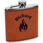Fire Leatherette Wrapped Stainless Steel Flask (Personalized)