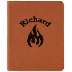 Fire Leatherette Zipper Portfolio with Notepad (Personalized)