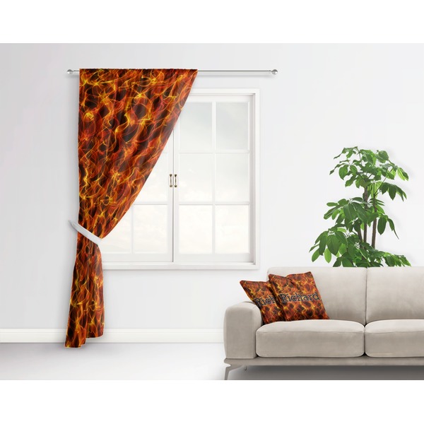 Fire Curtain With Window and Rod - in Room Matching Pillow