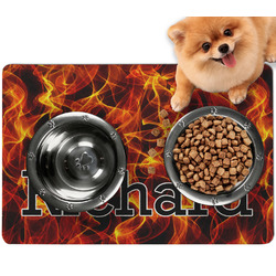 Fire Dog Food Mat - Small w/ Name or Text